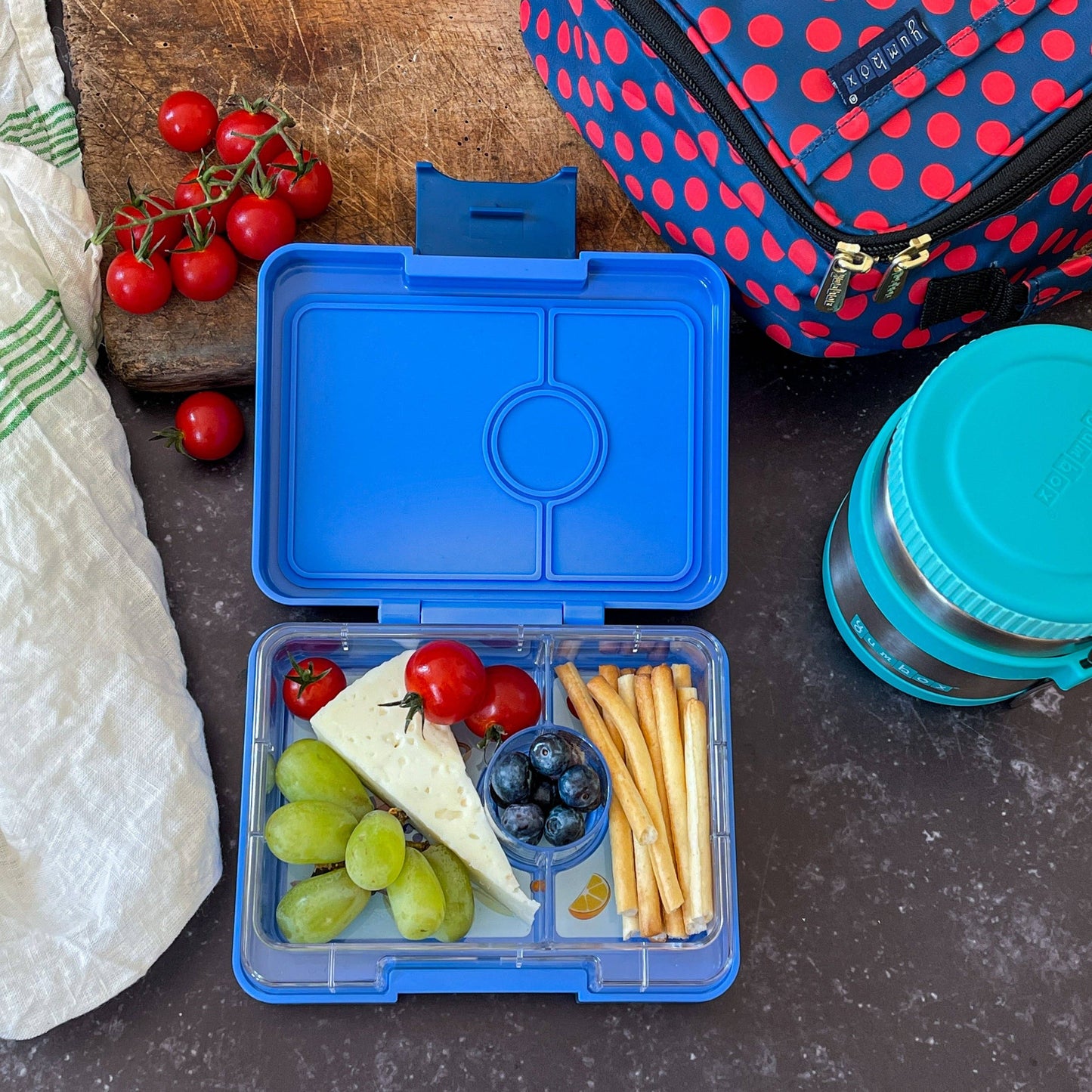 Alt-Text:
Kinder Snackbox mit Fächern – ideal für Kindergarten und Schule