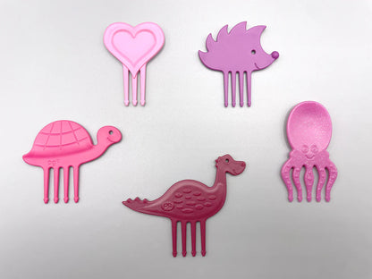Rosa und pinke Tier Snack Piekser von Pieksi & Griffel bei Bärechind Winterthur Zürich Schweiz für Kinder Znünibox