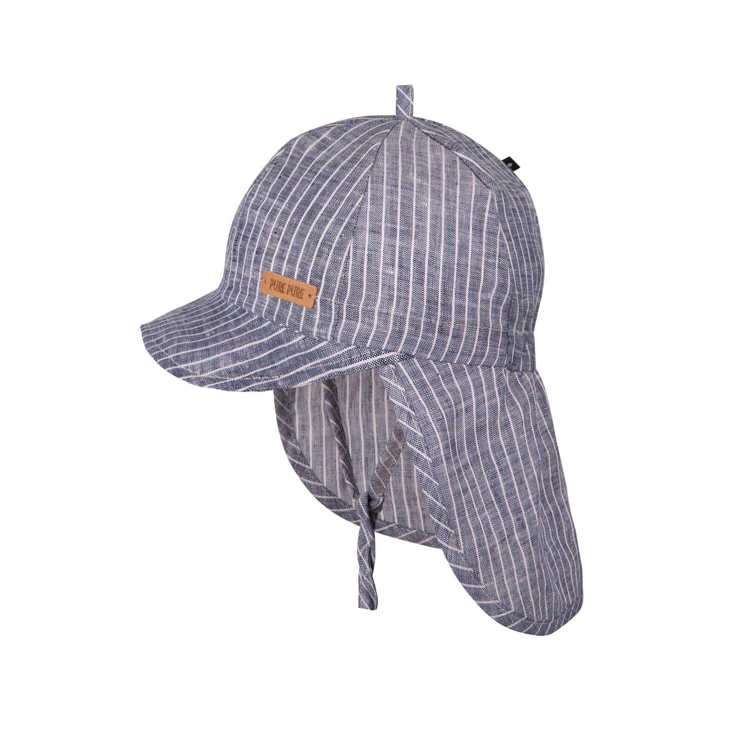 Kindersonnenhut mit Nackenschutz aus Leinen in Marine von Pure Pure by Bauer bei Bärechind Winterthur Zürich Schweiz.