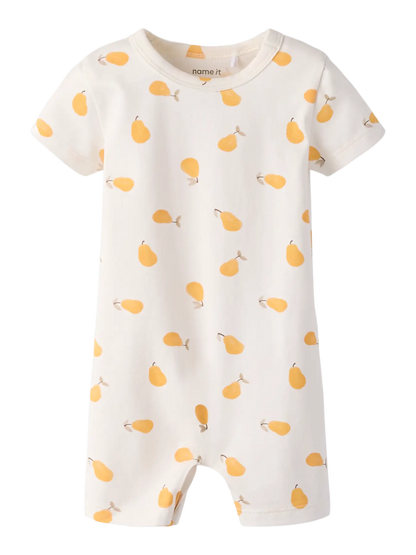 Kurzarm Spieler aus Baumwolle mit Birnen Print in Creme zu kaufen im Bärechind Winterthur Zürich Schweiz.