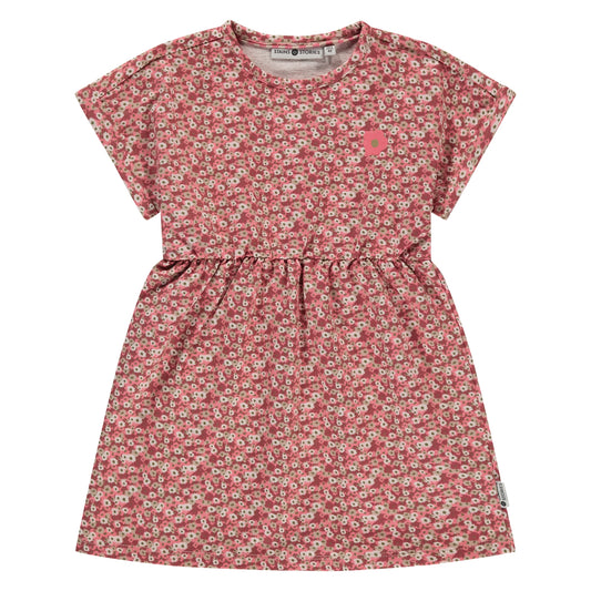 Kurzarm Kleid von Stains & Stories in Beige mit Blumenprint für Kinder im Bärechind