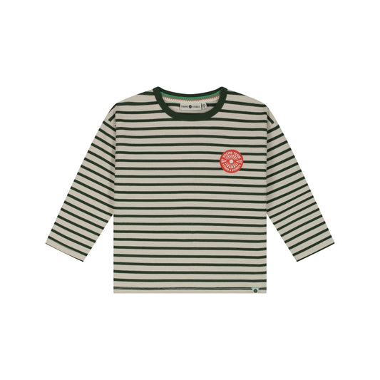 Stains & Stories Langarmshirt Racing Forest gestreift mit Racing Patch für Kinder im Bärechind Winterthur Schweiz
