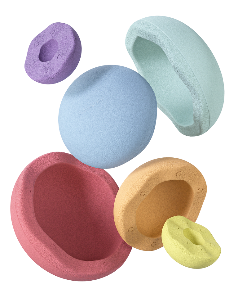 Einzelteile des Inside rainbow Pastell Sets – stapelbar, handlich und mit anderen Stapelsteinen kombinierbar