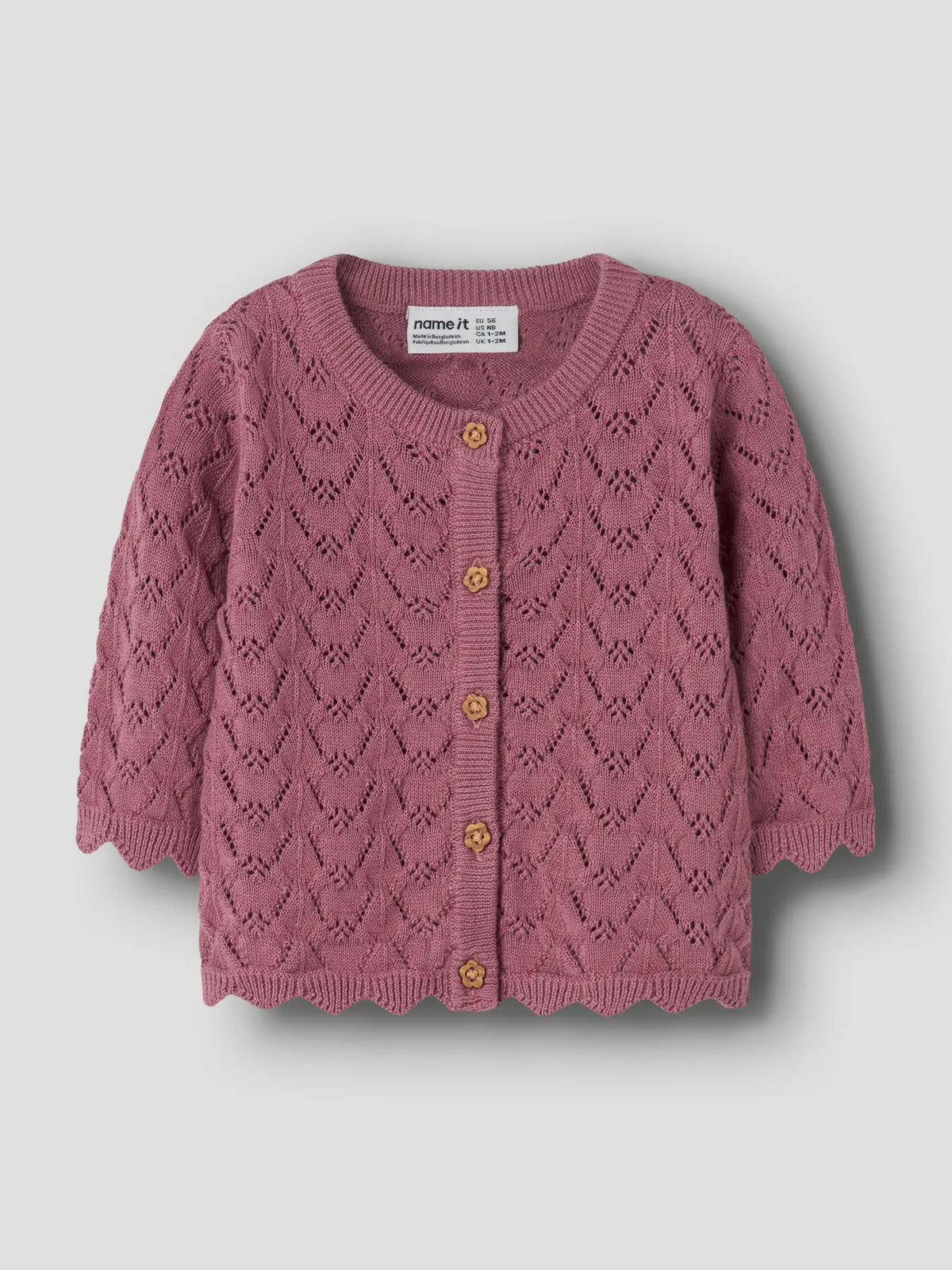 NAME IT Strickcardigan aus Baumwolle mit Lochmuster in Rosa, im Bärechind Winterthur Zürich Schweiz kaufen