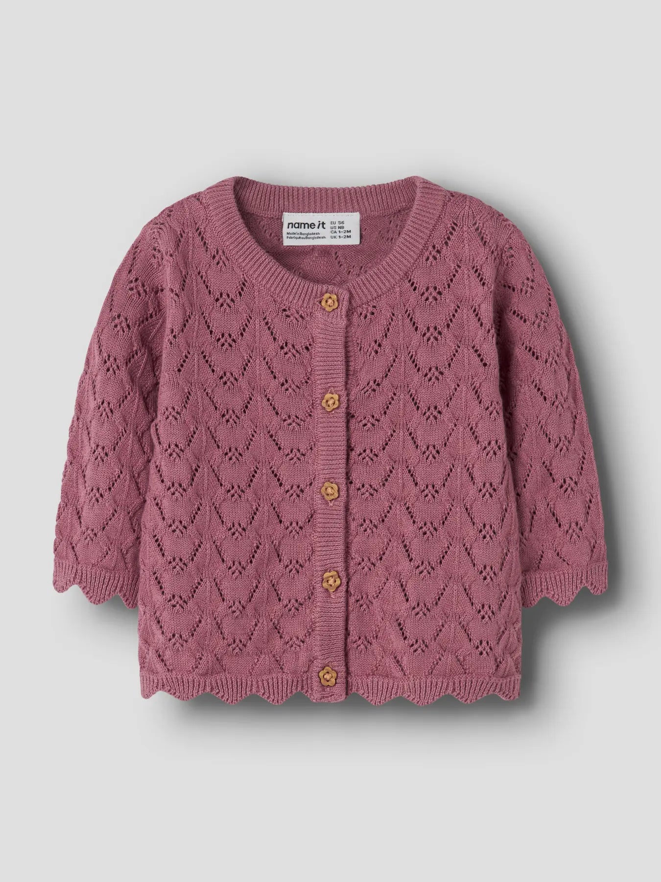 NAME IT Strickcardigan aus Baumwolle mit Lochmuster in Rosa, im Bärechind Winterthur Zürich Schweiz kaufen