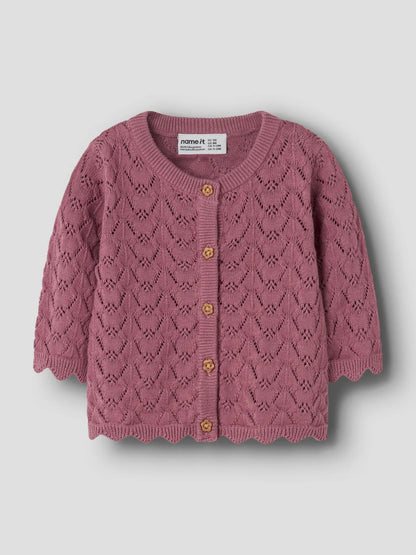 NAME IT Strickcardigan aus Baumwolle mit Lochmuster in Rosa, im Bärechind Winterthur Zürich Schweiz kaufen
