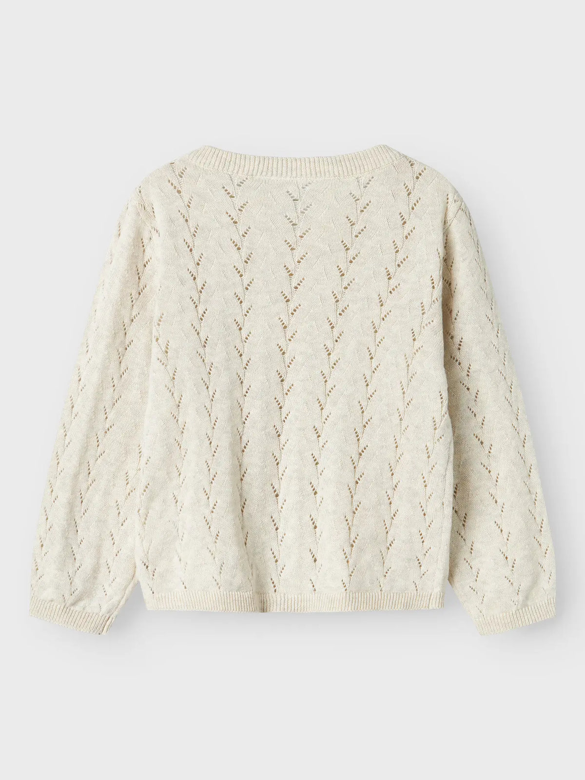 Rückseite der zart gemusterten Strickjacke von name it