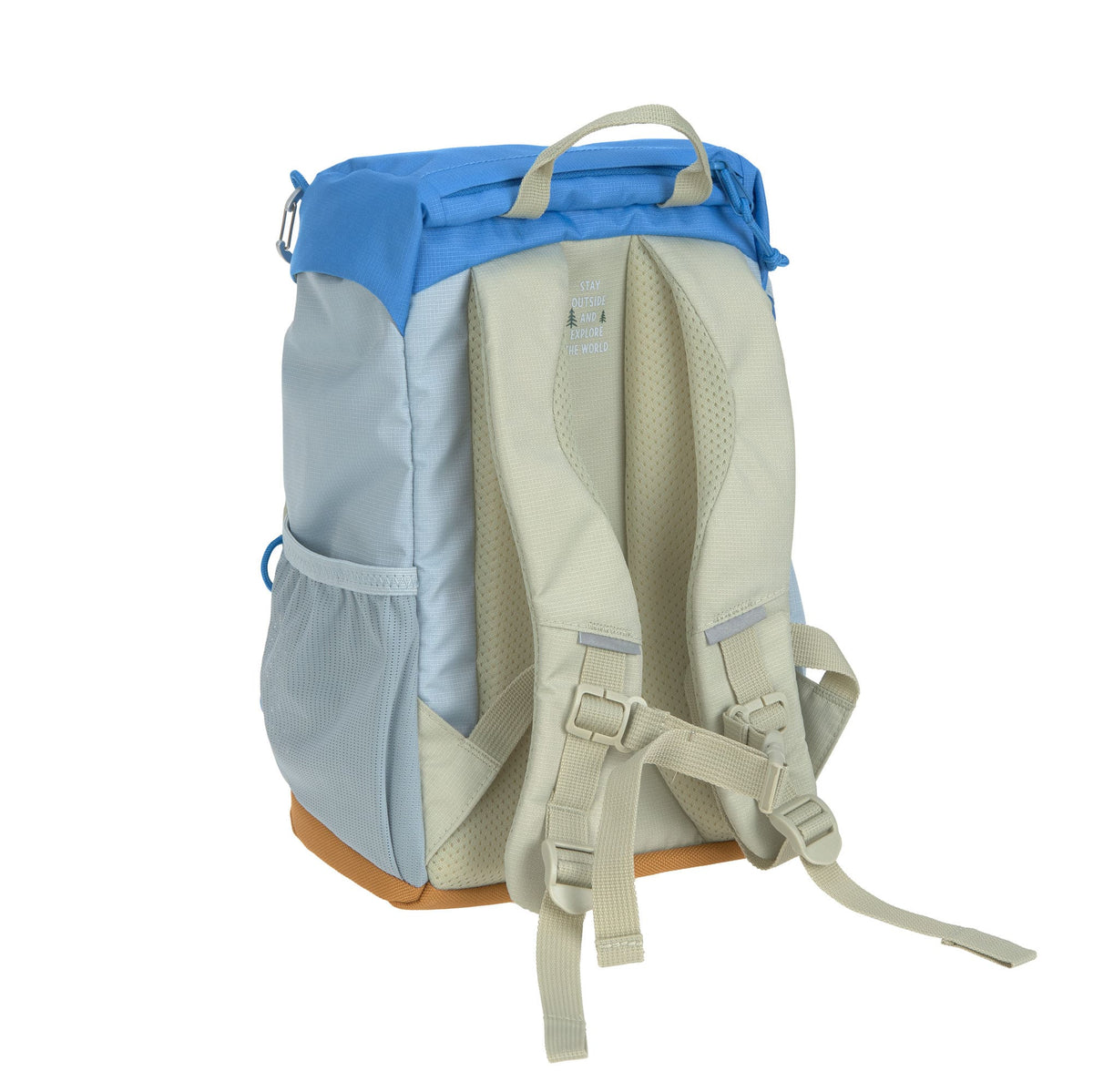 Seitenansicht des Lässig Wanderrucksacks Sunny Explorer in Blau, im Bärechind Winterthur.