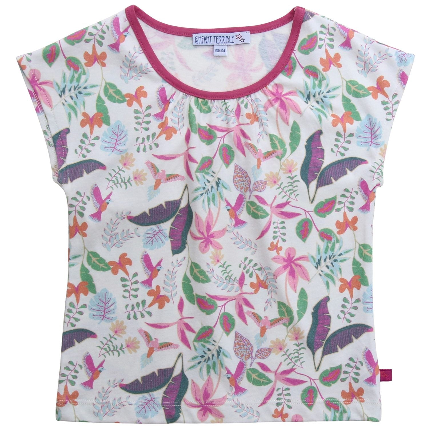 Farbenfrohes Kinder T-Shirt aus Bio-Baumwolle mit Blumenprint von Enfant Terrible im Bärechind Winterthur Zürich Schweiz.