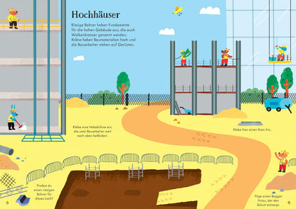 Usborne Immer-wieder-Stickerbuch auf der Baustelle, Stickerspass bei Bärechind