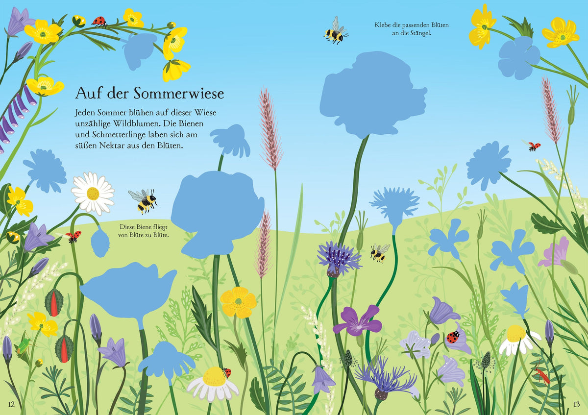 Wiederverwendbare Sticker mit Wildblumenmotiven zum immer wieder Ablösen und Aufkleben