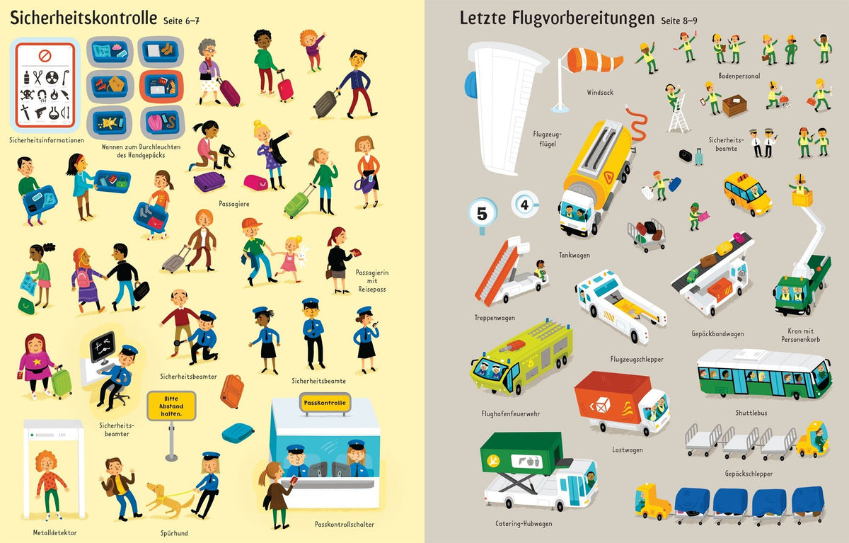 Usborne Mein erstes Stickerbuch am Flughafen, Reisespass für Kinder bei Bärechind