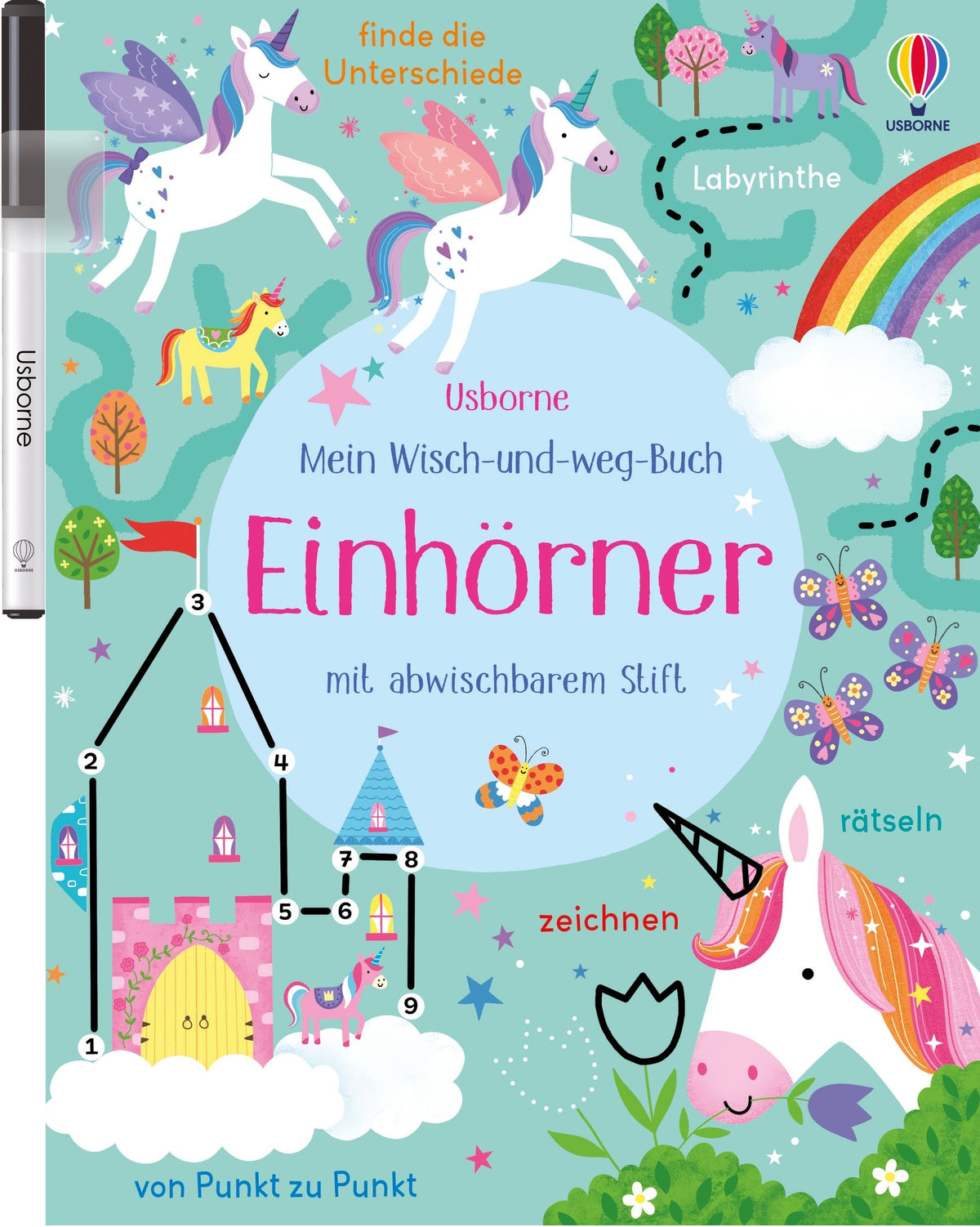 Cover von Mein Wisch-und-weg-Buch, Einhörner mit abwischbarem Stift