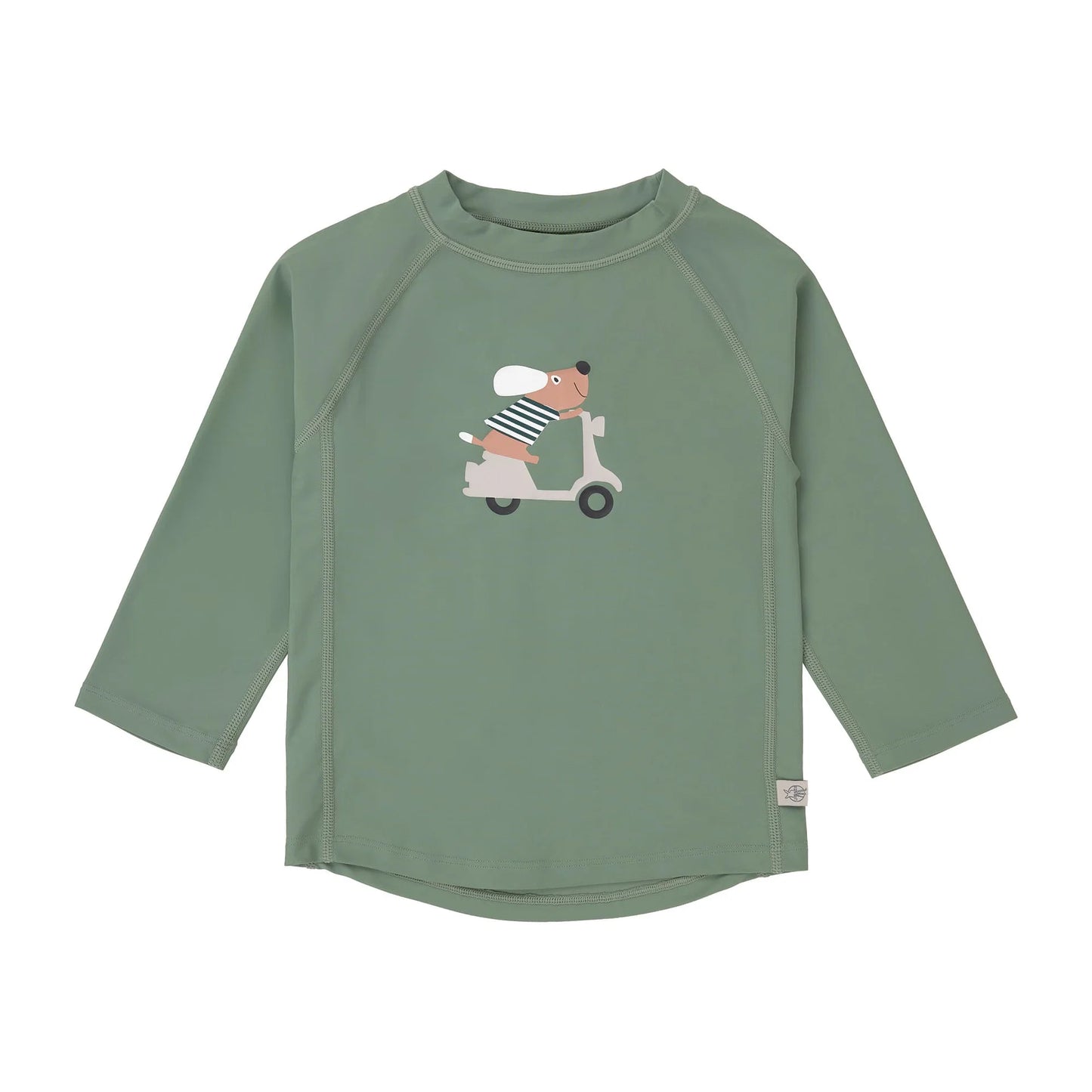 Grünes Kinder UV Shirt langarm mit Dog Motiv von Lässig bei Bärechind Winterthur Zürich Schweiz