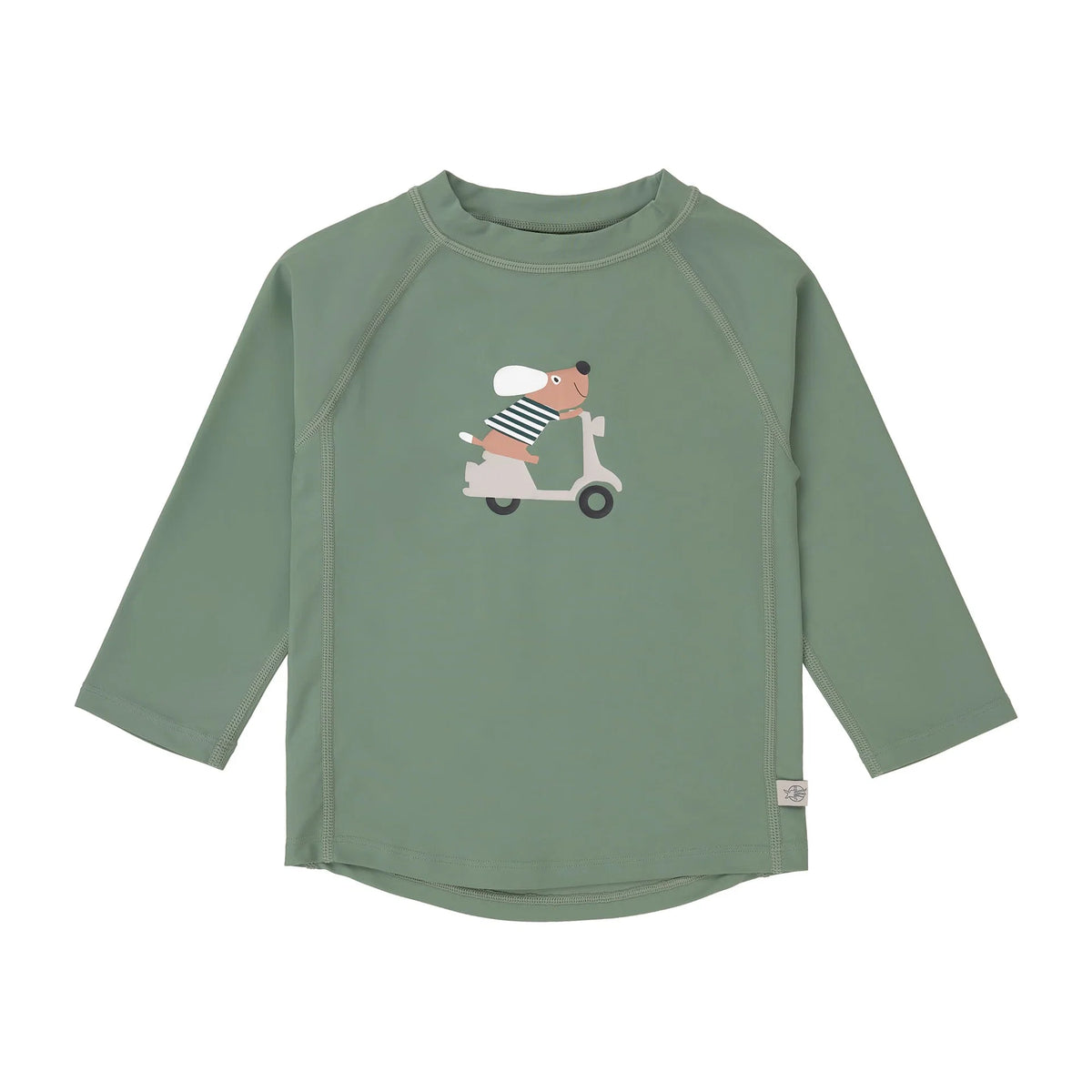 Grünes Kinder UV Shirt langarm mit Dog Motiv von Lässig bei Bärechind Winterthur Zürich Schweiz