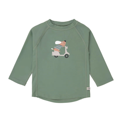 Grünes Kinder UV Shirt langarm mit Dog Motiv von Lässig bei Bärechind Winterthur Zürich Schweiz