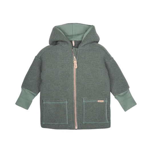 Wollwalk Jacke mit Kapuze, salbei