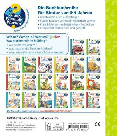 Rückseite Kinderbuch Was machen wir im Frühling Wieso Weshalb Warum im Kinderladen Bärechind Winterthur Zürich Schweiz.