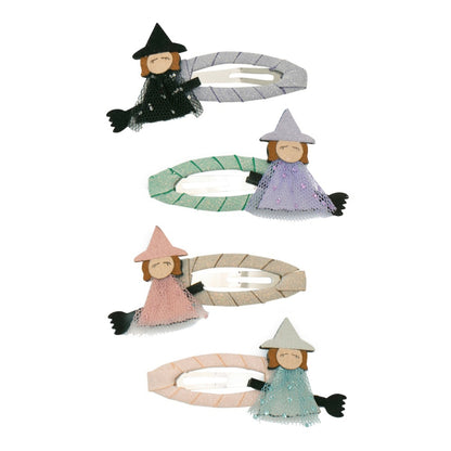 Set Witch Friends Haarclips mit kleinen Hexen in bunten Kleidern, Mimi & Lula, erhältlich im Bärechind Winterthur, Zürich Schweiz.