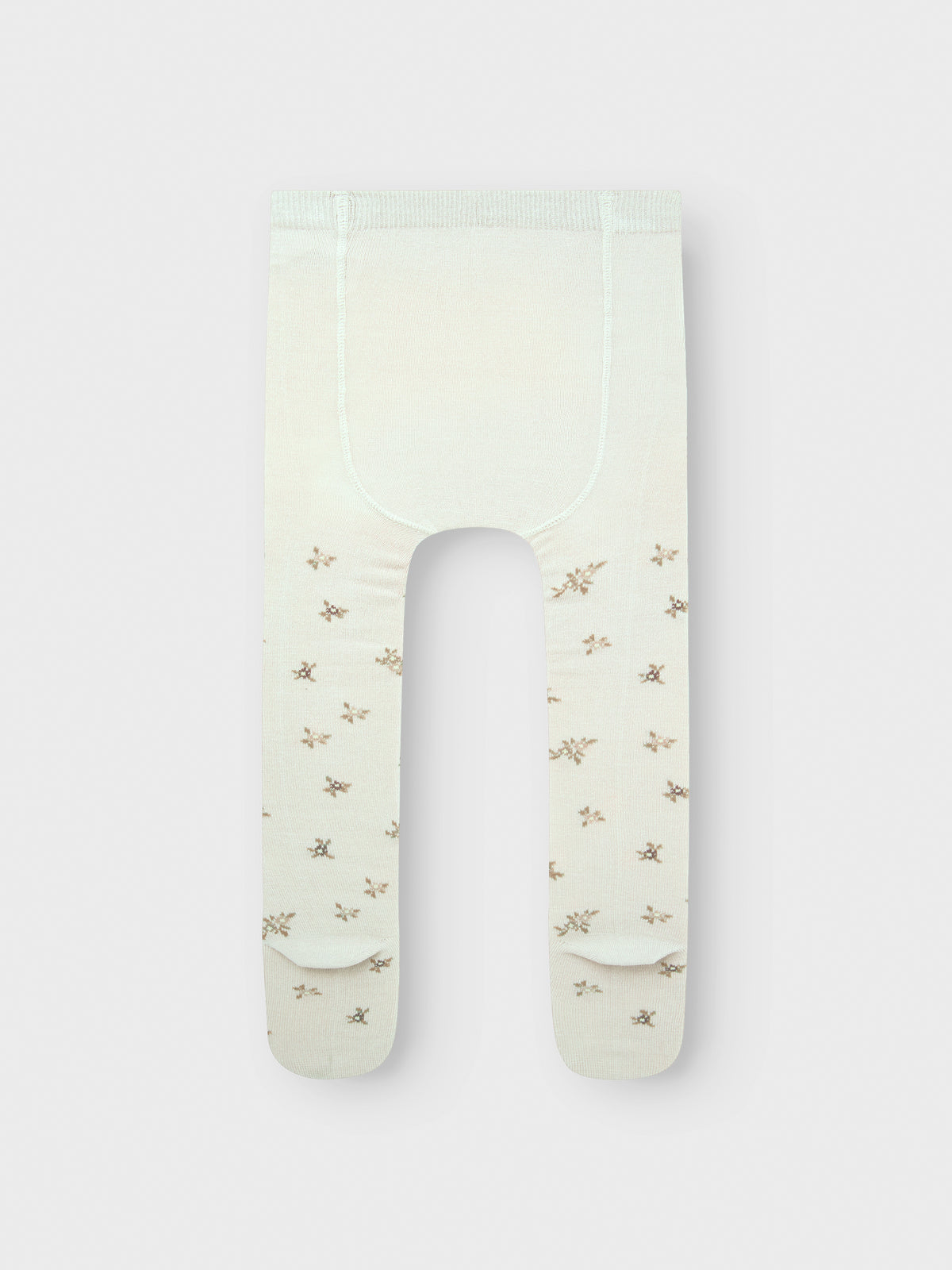 Detailansicht Stoff und Bund weisse Wollstrumpfhose mit Blumenmuster, Bärechind, Winterthur, Zürich Schweiz
