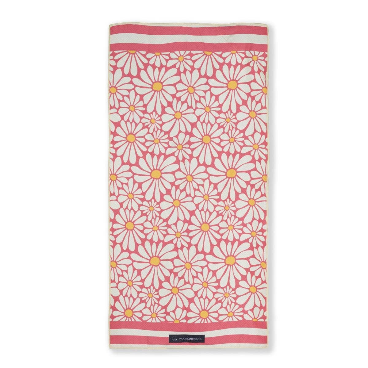 Woods & Waves Kinderstrandtuch mit rosa Blumenmuster und schnelltrocknender Mikrofaser