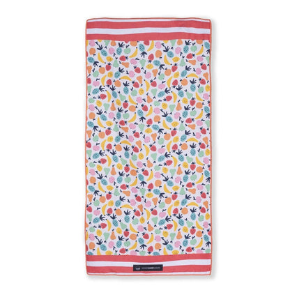 Woods & Waves Kinderstrandtuch Sweet Summer mit buntem Früchtemuster und schnelltrocknender Mikrofaser