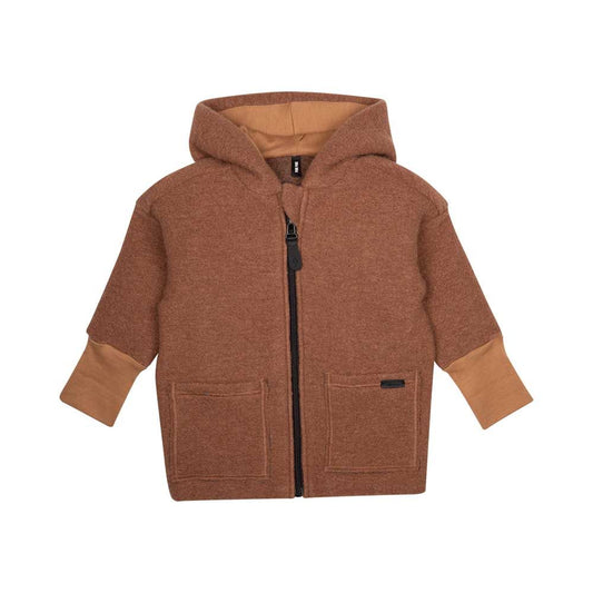 Wollwalk Jacke mit Kapuze, haselnuss